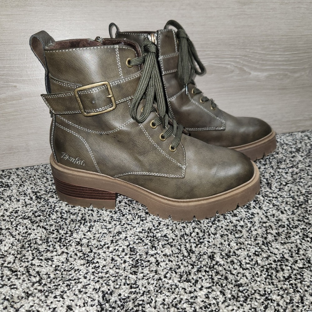 Blowfish Malibu Jagger combat boots Olive Green Lace Up Chunky Punk Emo Y2k Sz 9